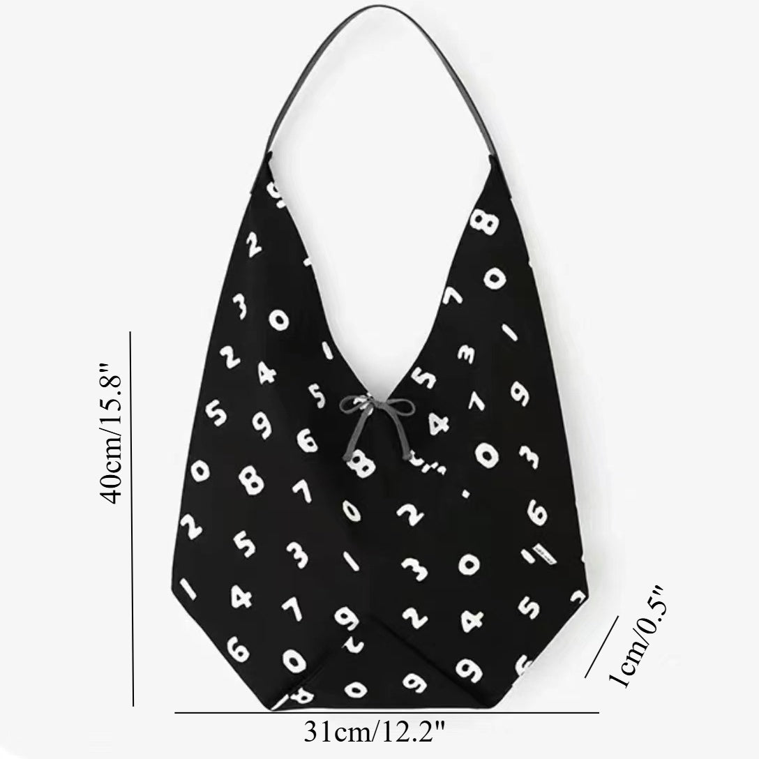 Hobo tote bag, simple digital printed canvas bag, versatile slouchy bag, shoulder bag bag