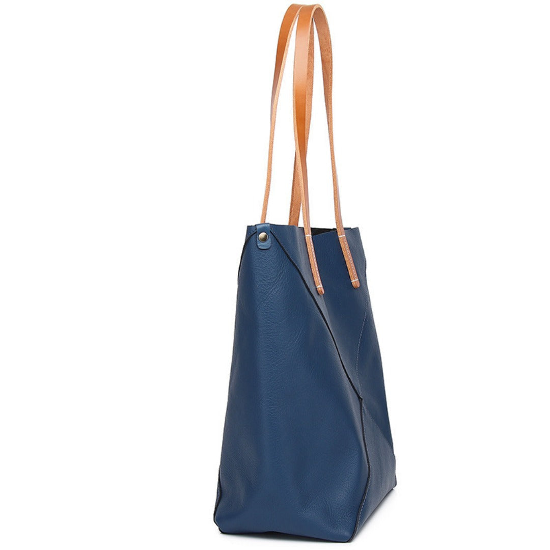 Elegant Genuine Leather Shoulder Bag - Stylish Folding Geometric Bucket Bag & Large Capacity Tote for Women hobo