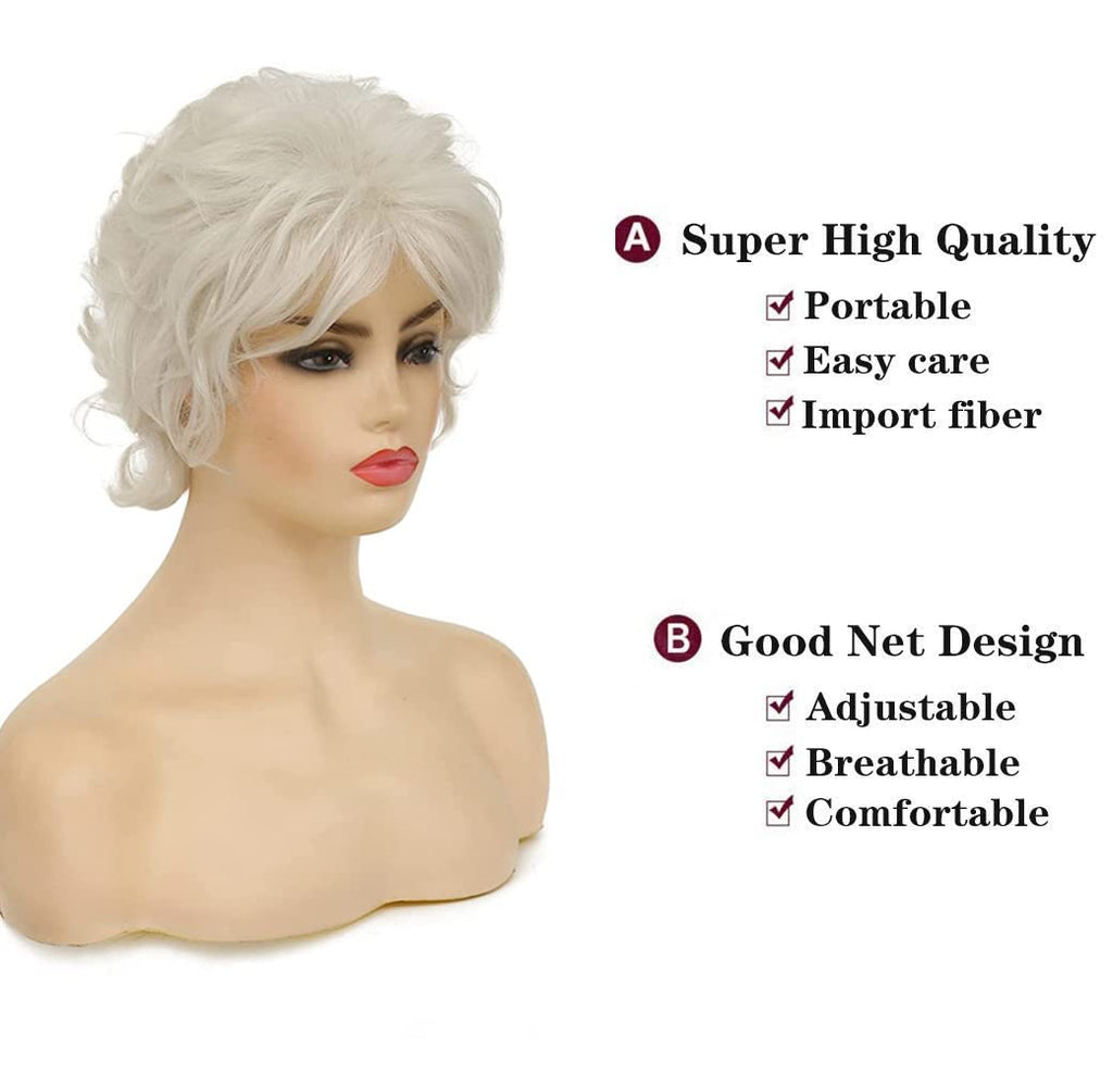Short Wavy Brown Wigs for Women Fluffy Wavy Layered Wigs Synthetic Heat Resistant Halloween Cosplay Hair Wig with Wig Cap,Auburn Brown