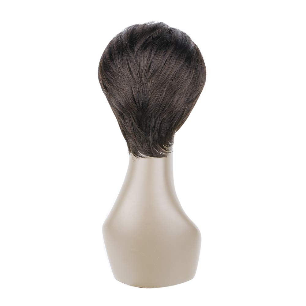 8" Layered Pixie Cut Synthetic Wig for Women Blonde Mixed Brown with Roots