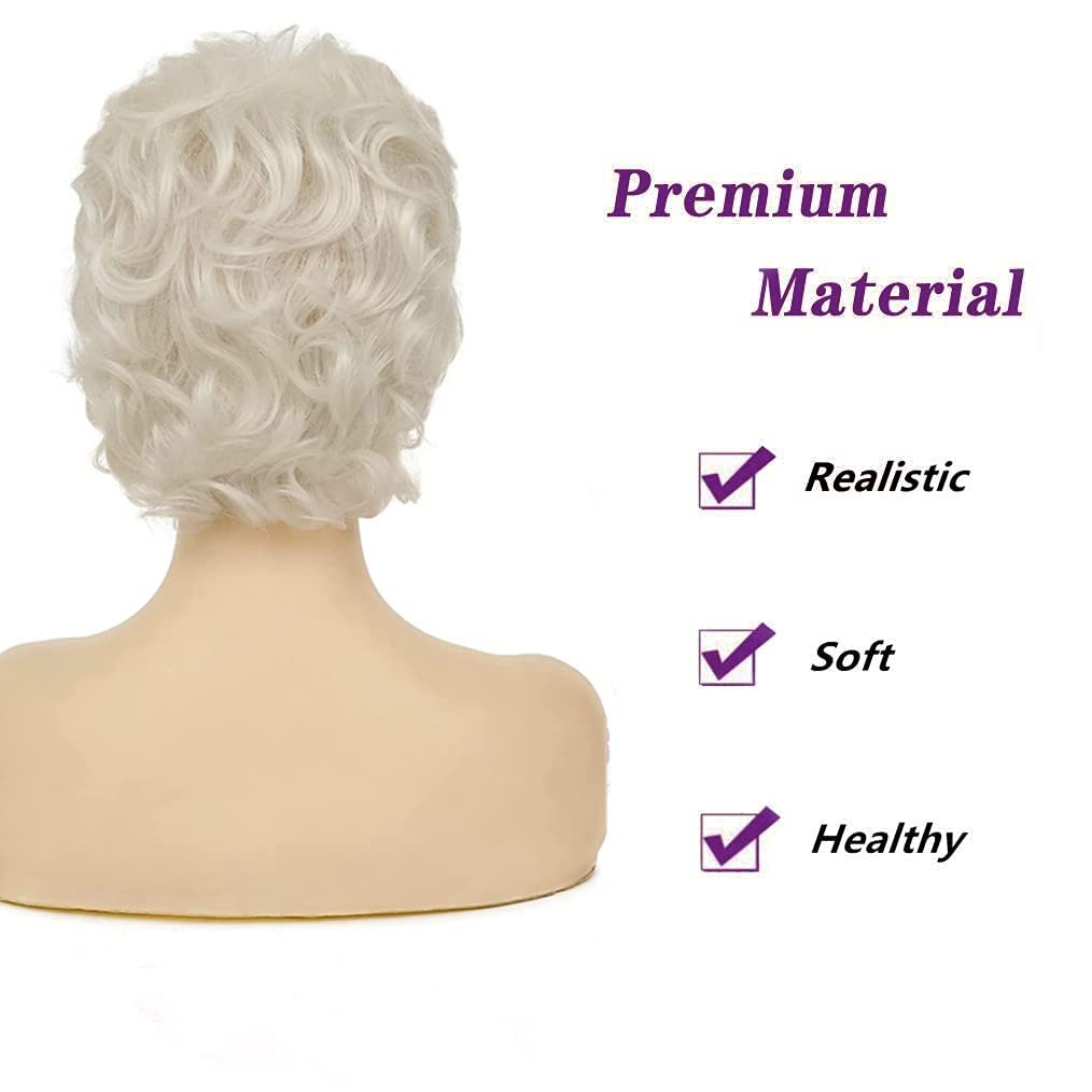 Short Wavy Brown Wigs for Women Fluffy Wavy Layered Wigs Synthetic Heat Resistant Halloween Cosplay Hair Wig with Wig Cap,Auburn Brown