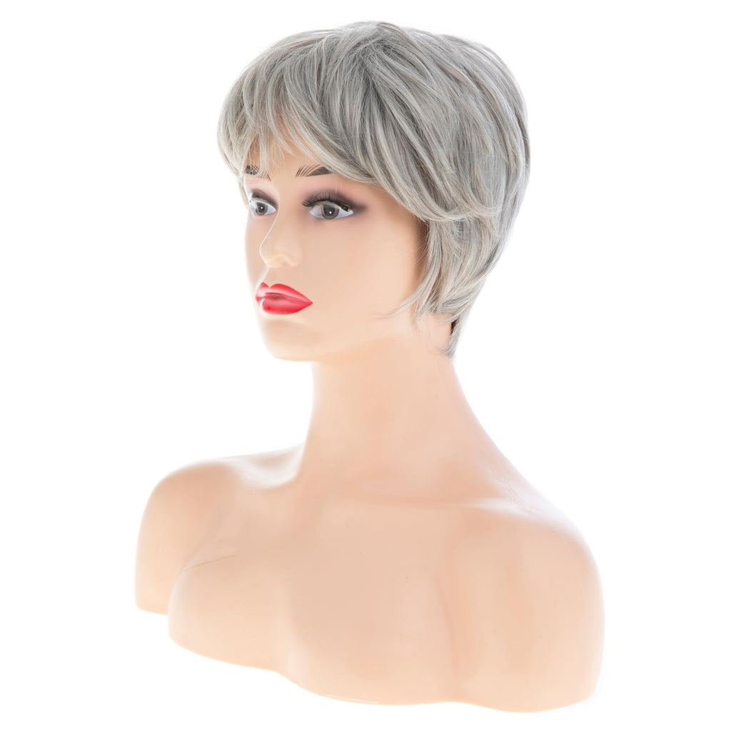 Women Short Pixie Cut Wig Synthetic Layered Cosplay Hair,Brown