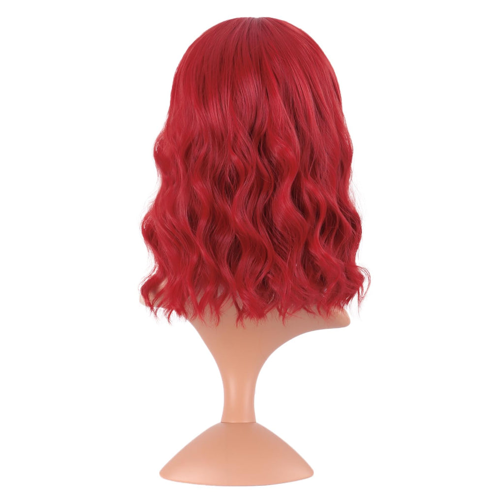 MapofBeauty 14 Inch Short Curly Women Flat Bangs Bob Wig, Black
