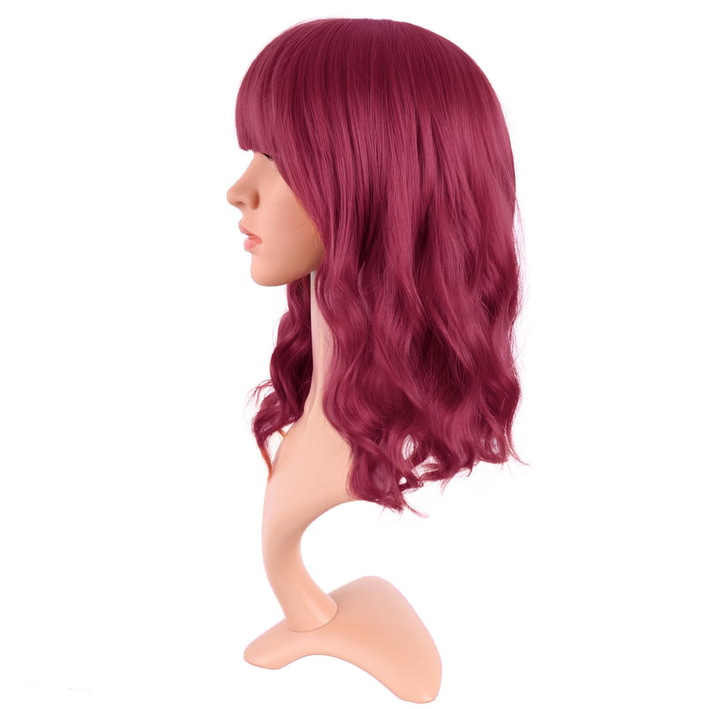 MapofBeauty 14 Inch Short Curly Women Flat Bangs Bob Wig, Black