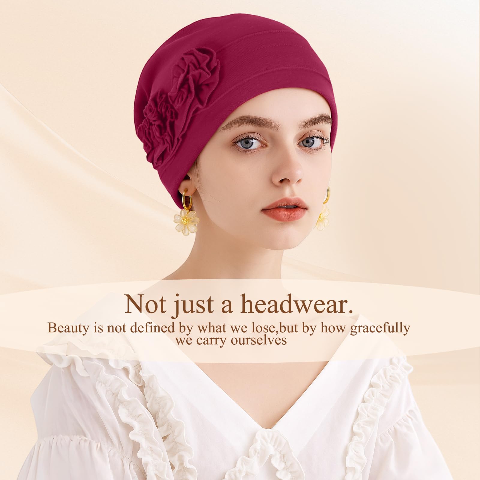 4 Pcs Stylish Cotton Chemo Headwear for Women, Soft Chemo Hats for Hair Loss