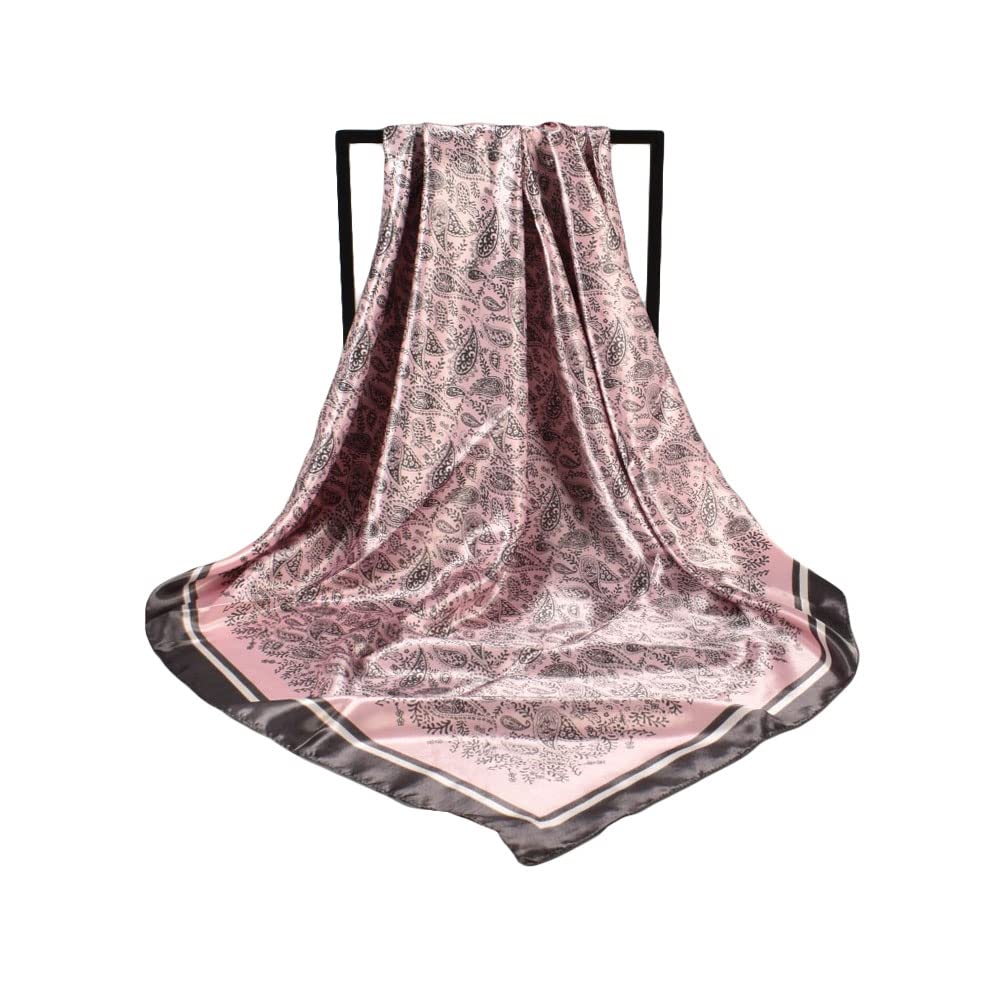 4Pcs Silk Head Scarves for Women Satin Hair Scarf 35”Large Square Bandana Silk Like Neck Scarf Shawl