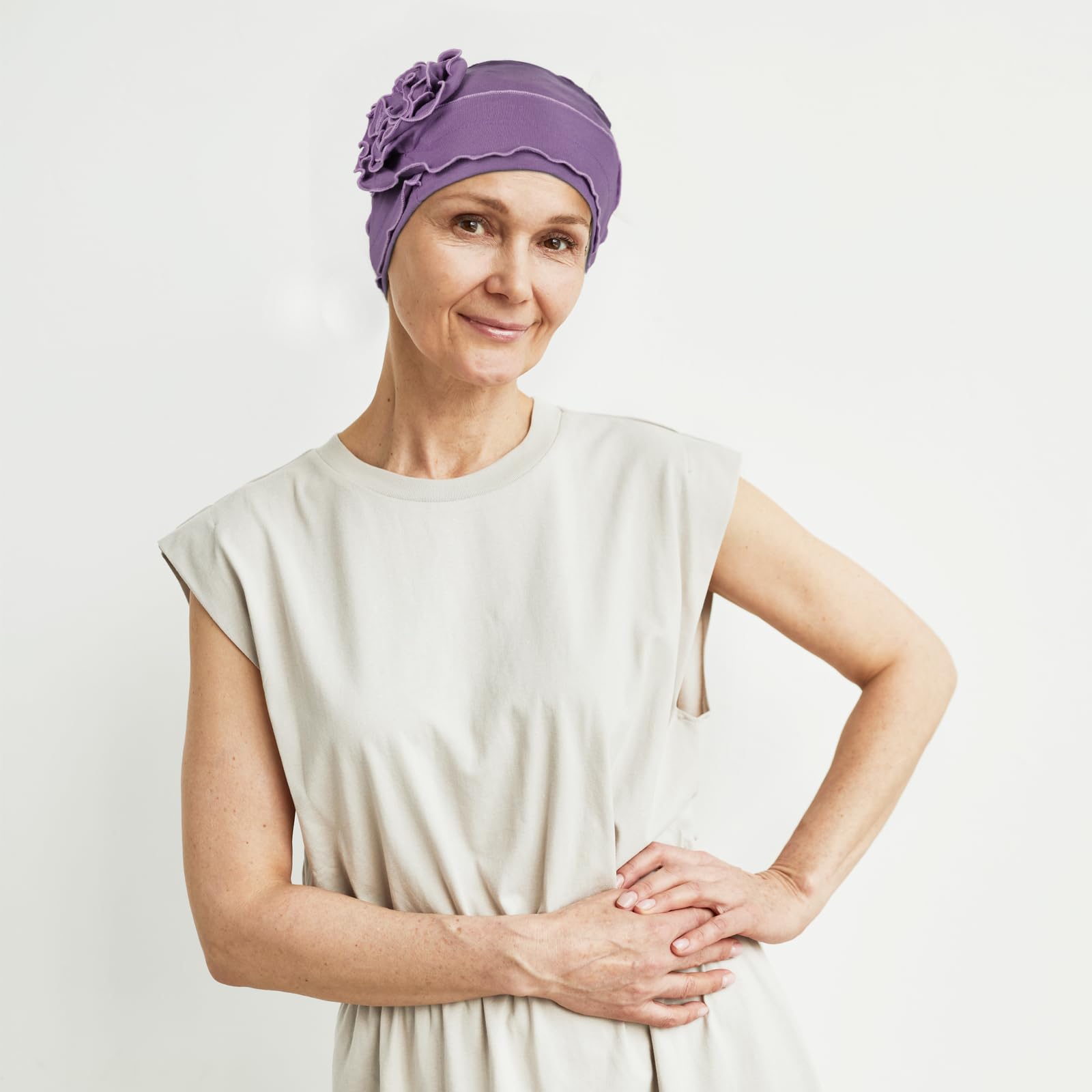 AIPESL 4 Pieces Cotton Chemo Turban Headwear, Soft Cancer Headwear Elastic Cancer Cap for Women with Hair Loss