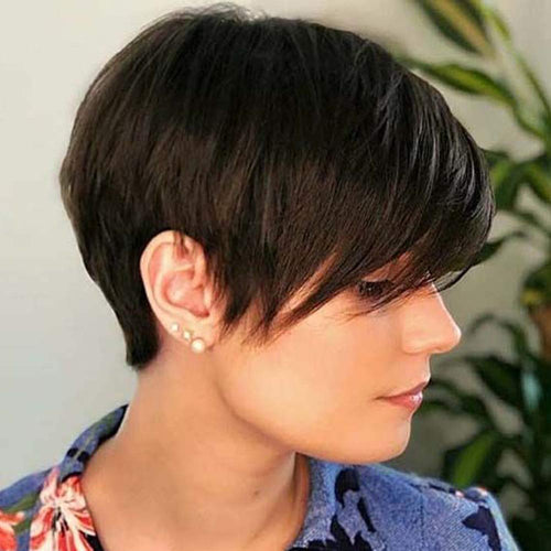 8" Layered Pixie Cut Synthetic Wig for Women Blonde Mixed Brown with Roots