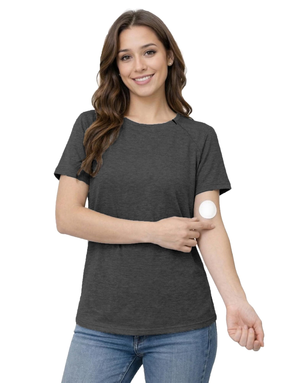 Youdiao Chemo Shirts for Port Access Women Post Shoulder Surgery Shirts with 2 Hidden Side Zippers Short Sleeve Tear Away Top