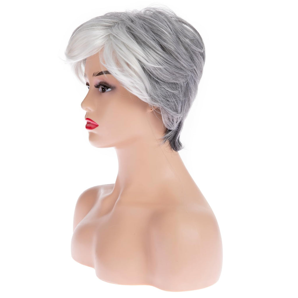 Short Wavy Brown Wigs for Women Fluffy Wavy Layered Wigs Synthetic Heat Resistant Halloween Cosplay Hair Wig with Wig Cap,Auburn Brown