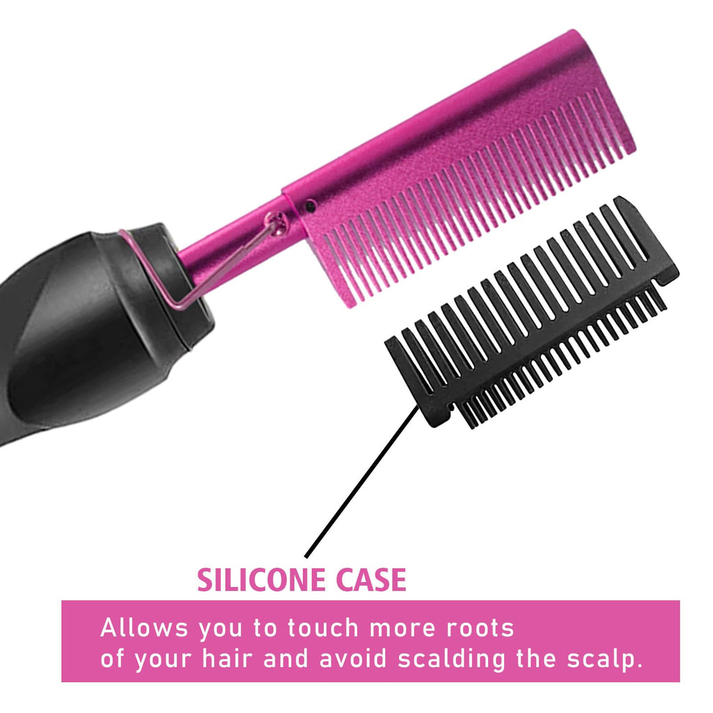 Electric Hot Comb Hair Straightener, Deluxe Electrical Straightening Comb Curling Iron for Natural Black Wigs, Hot Comb Electric for Wigs Pressing Combs with Wig Glue Melting Spray Hair Wax Stick