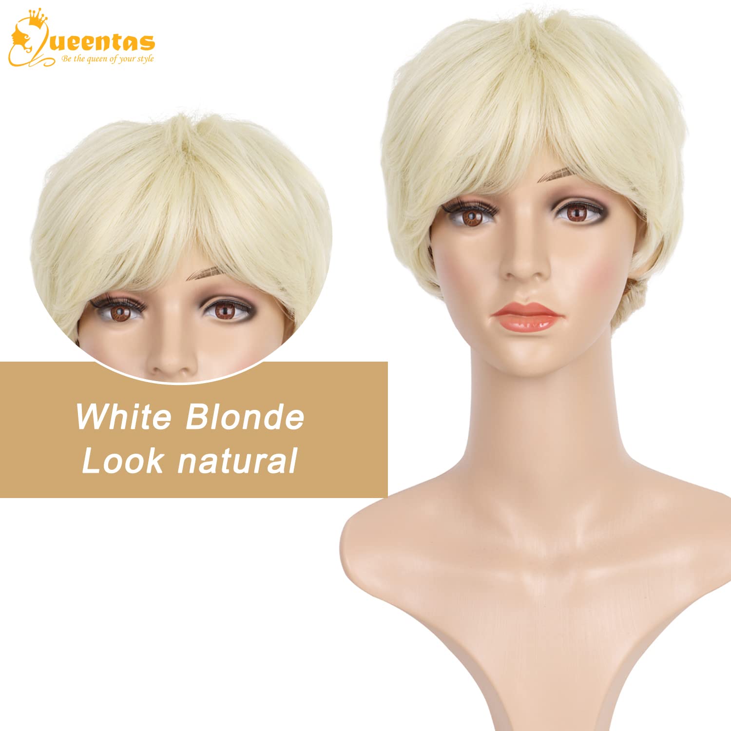 8" Layered Pixie Cut Synthetic Wig for Women Blonde Mixed Brown with Roots