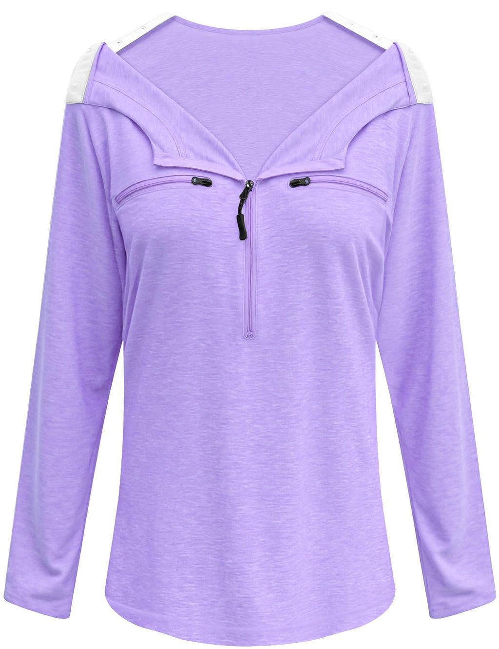 Chemo Port Shirts for Women Long Sleeve Post-Surgery Recovery with 2 Side Snaps Shoulder Surgery & Dialysis Recovery Shirts