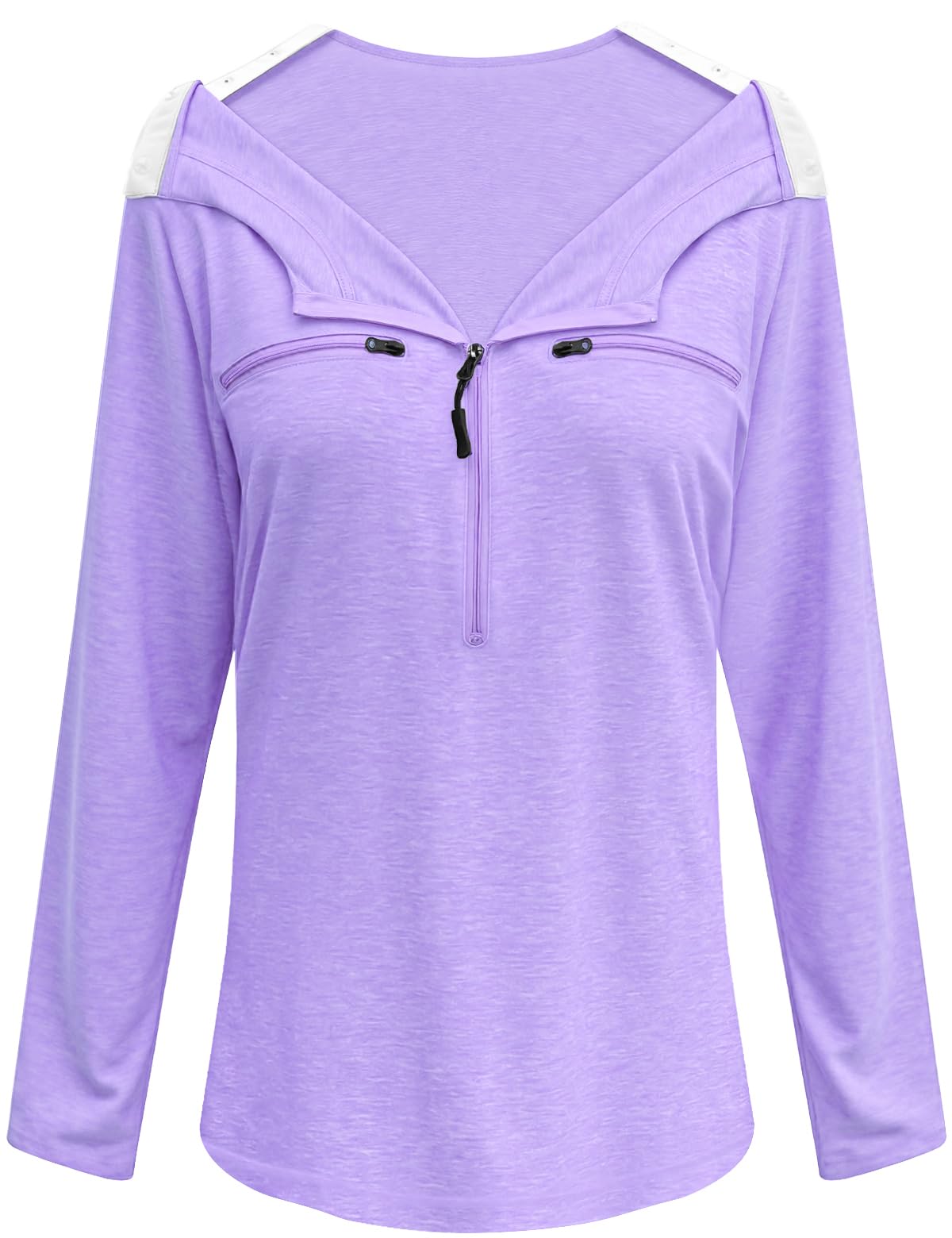 Chemo Port Shirts for Women Long Sleeve Post-Surgery Recovery with 2 Side Snaps Shoulder Surgery & Dialysis Recovery Shirts