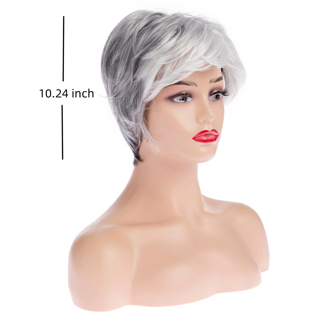 Short Wavy Brown Wigs for Women Fluffy Wavy Layered Wigs Synthetic Heat Resistant Halloween Cosplay Hair Wig with Wig Cap,Auburn Brown