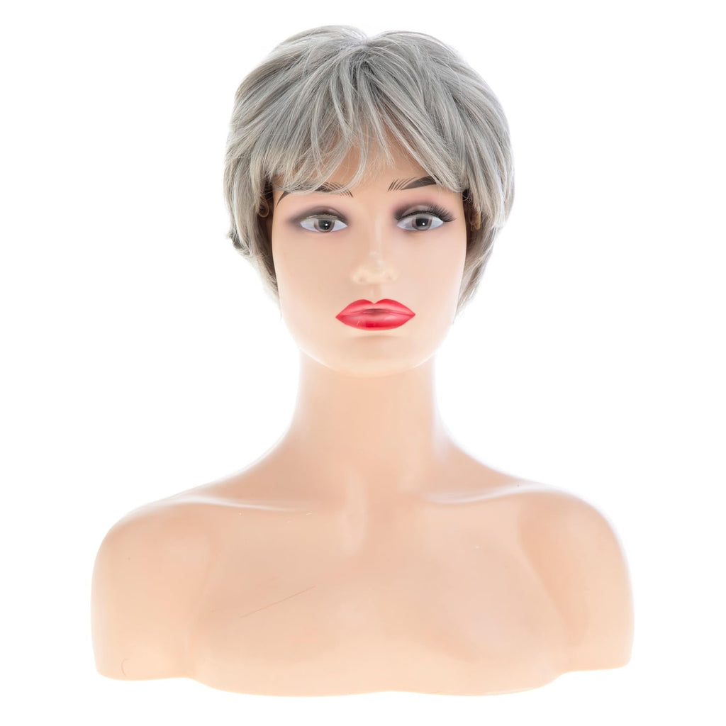 Women Short Pixie Cut Wig Synthetic Layered Cosplay Hair,Brown