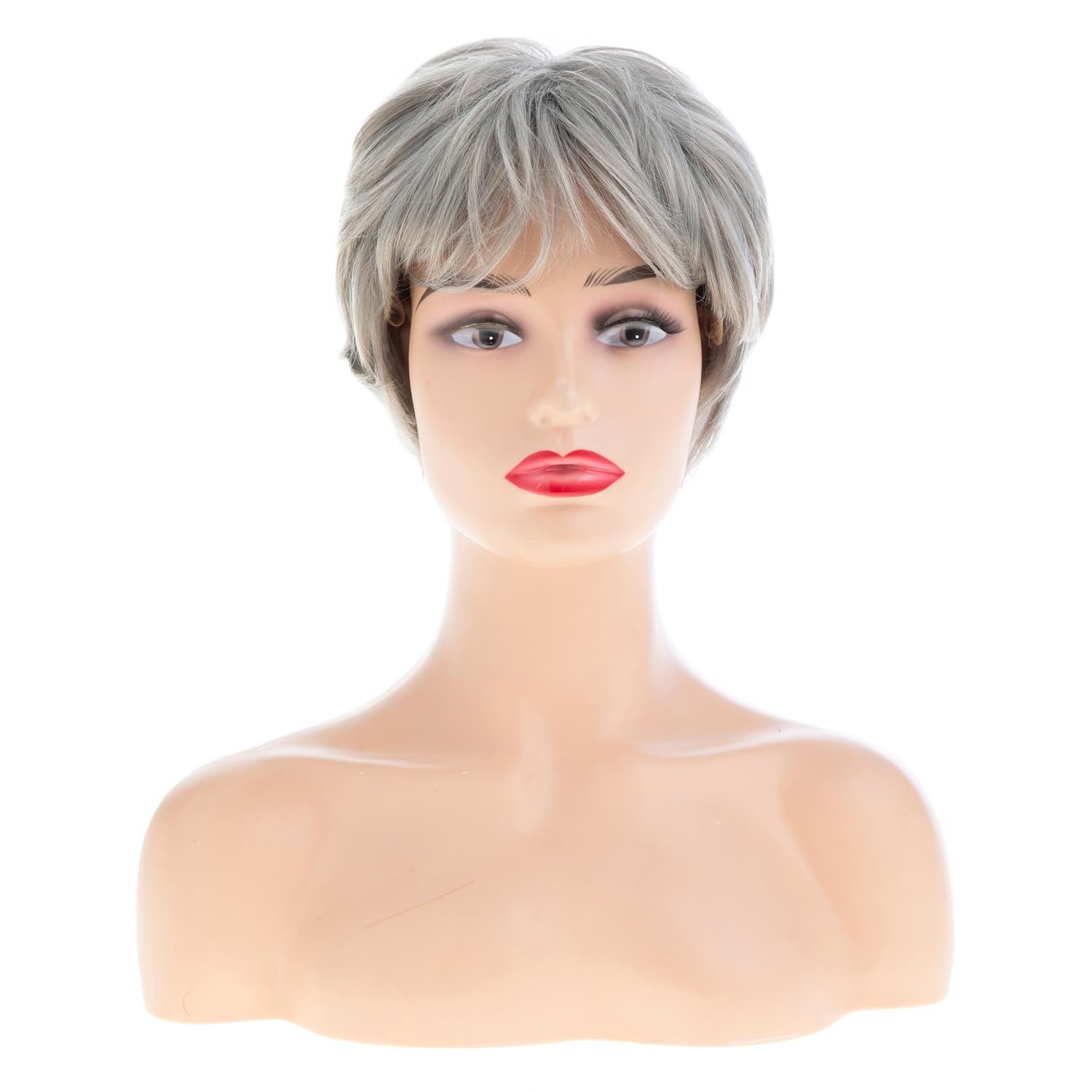 Women Short Pixie Cut Wig Synthetic Layered Cosplay Hair,Brown