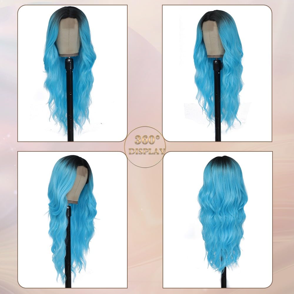 HMHIFI Blonde Wig for Women,26 Inch Long Wavy Curly Middle Part Hair