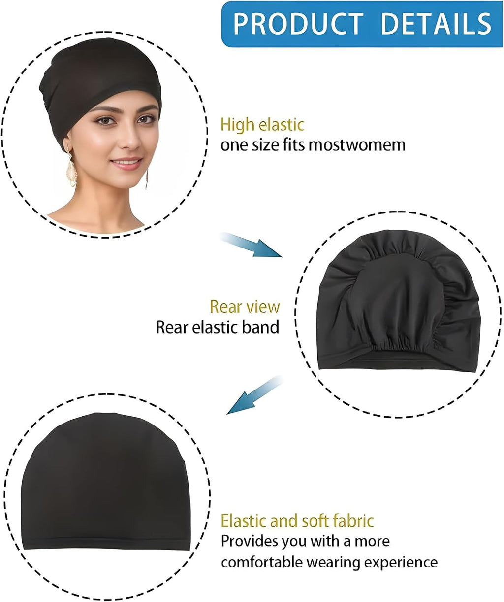Cmonie 9-12 Pcs Solid Women Chemo Hat Stretchy Turban Beanie