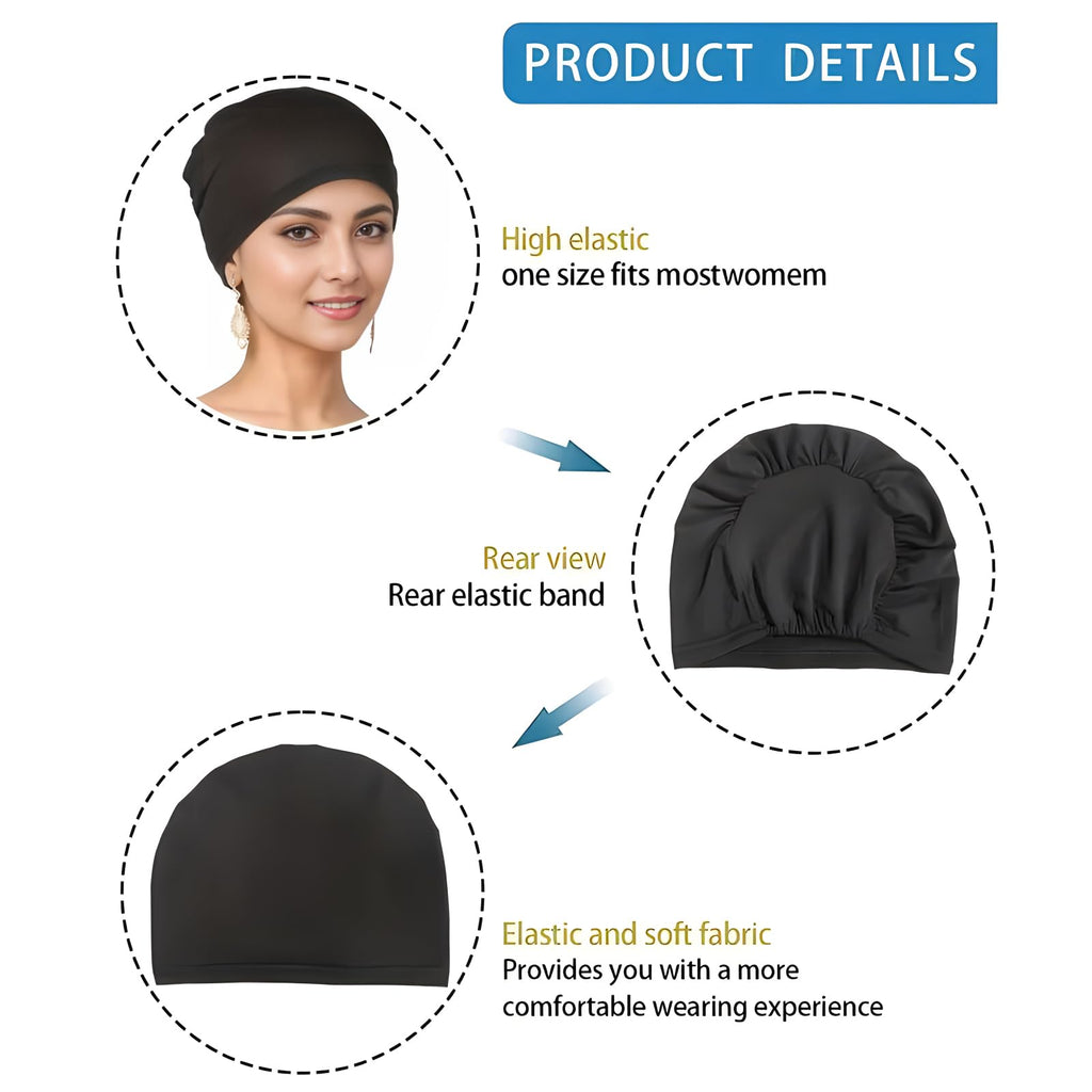 Cmonie 9-12 Pcs Solid Women Chemo Hat Stretchy Turban Beanie