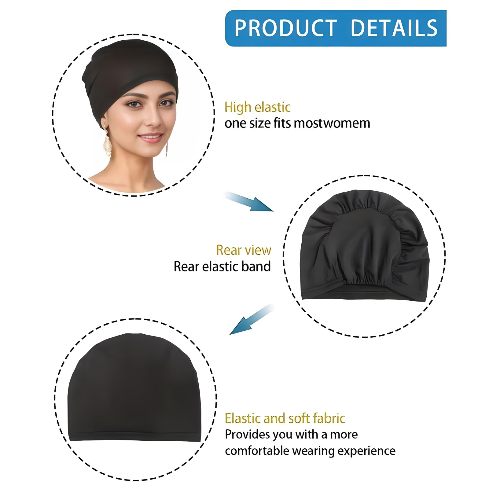 Cmonie 9-12 Pcs Solid Women Chemo Hat Stretchy Turban Beanie