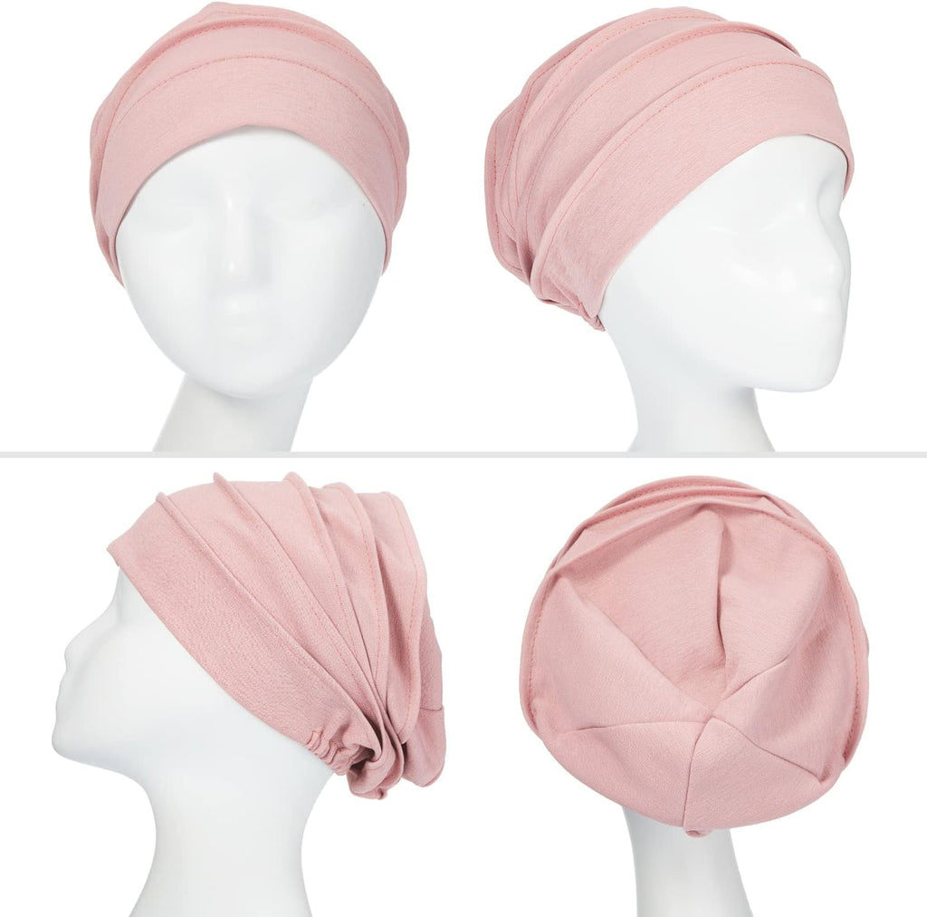 Geyoga 6 Pieces Chemo Headwear Caps for Women Cancer Slouchy Beanies Hats Warm Polyester Turban Hats Stretchy Sleeping