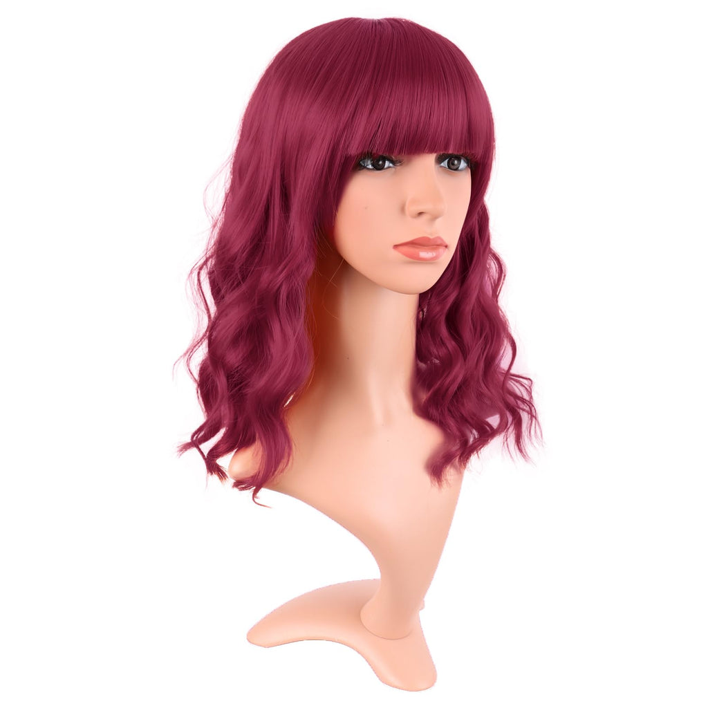 MapofBeauty 14 Inch Short Curly Women Flat Bangs Bob Wig, Black
