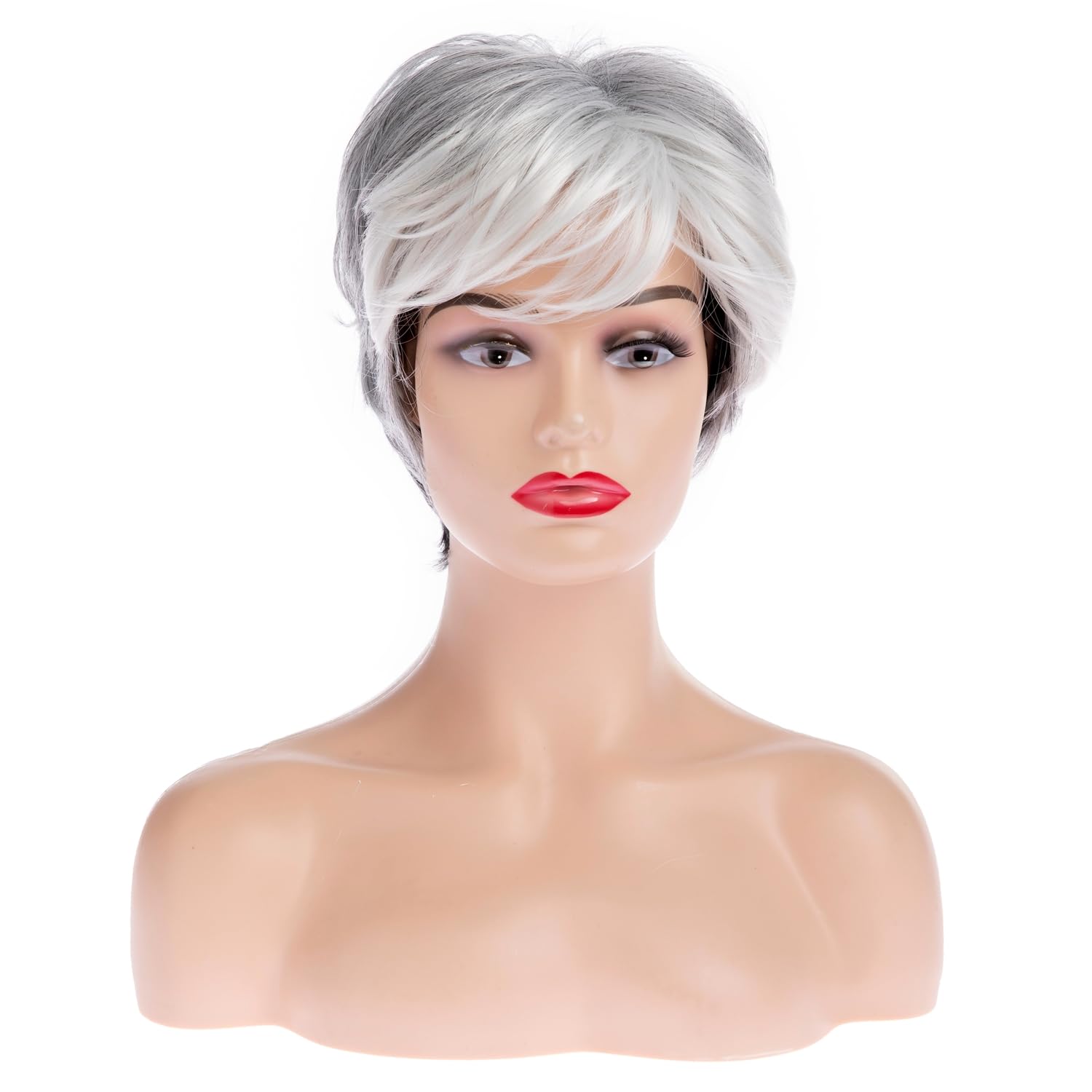 Short Wavy Brown Wigs for Women Fluffy Wavy Layered Wigs Synthetic Heat Resistant Halloween Cosplay Hair Wig with Wig Cap,Auburn Brown