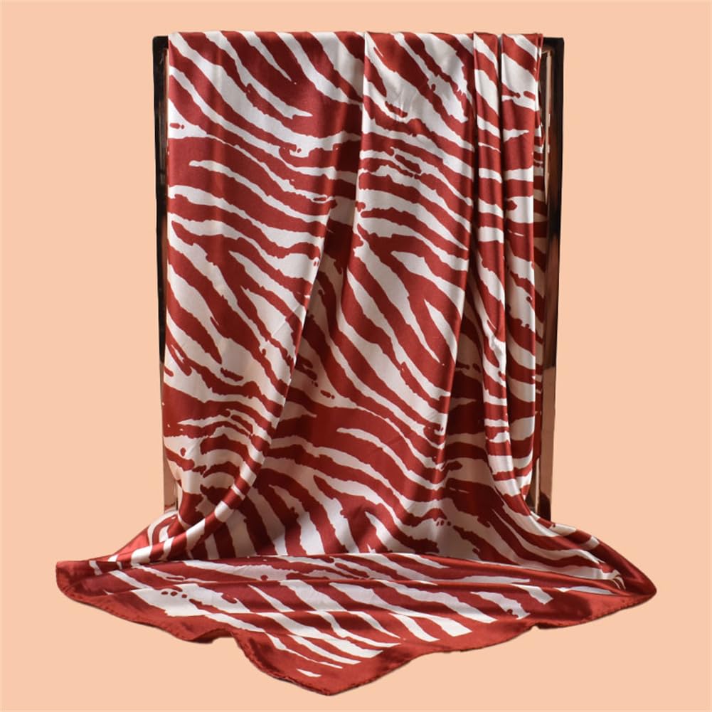 4Pcs Silk Head Scarves for Women Satin Hair Scarf 35”Large Square Bandana Silk Like Neck Scarf Shawl
