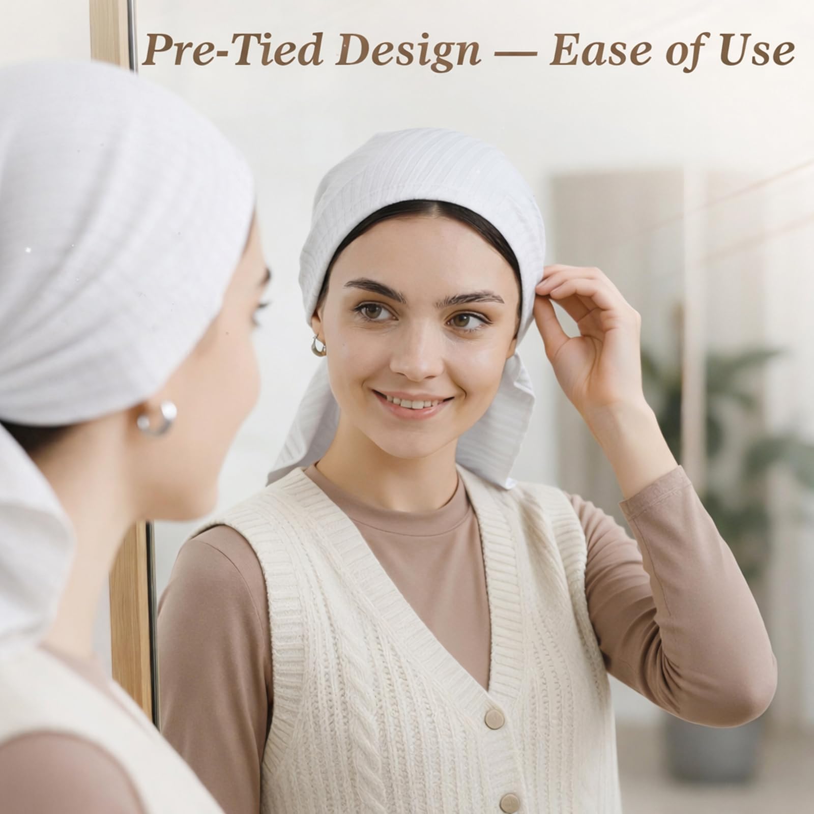Pretied Head Scarves for Women – Fashionable Glitter Turban Head Wraps, Stylish Chemo Headwear, Elegant Hair Coverings