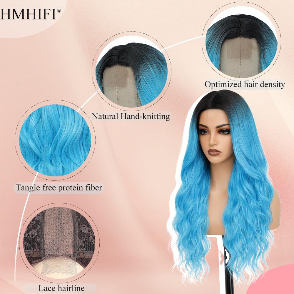 HMHIFI Blonde Wig for Women,26 Inch Long Wavy Curly Middle Part Hair