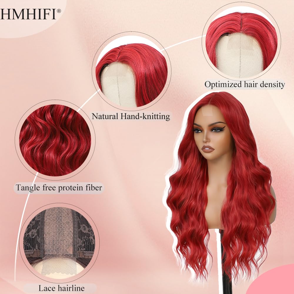 HMHIFI Blonde Wig for Women,26 Inch Long Wavy Curly Middle Part Hair