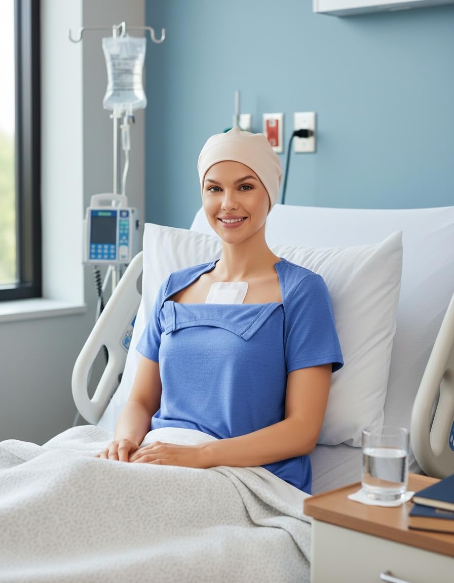 Deyeek Chemo Shirts for Port Access Women with 2 Hidden Side Zippers Post Surgery Short Sleeve Tear Away Adaptive Top Tees