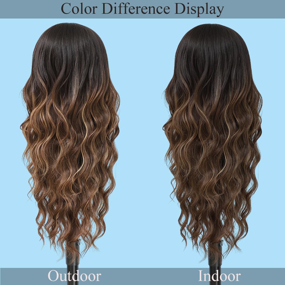 HMHIFI Blonde Wig for Women,26 Inch Long Wavy Curly Middle Part Hair