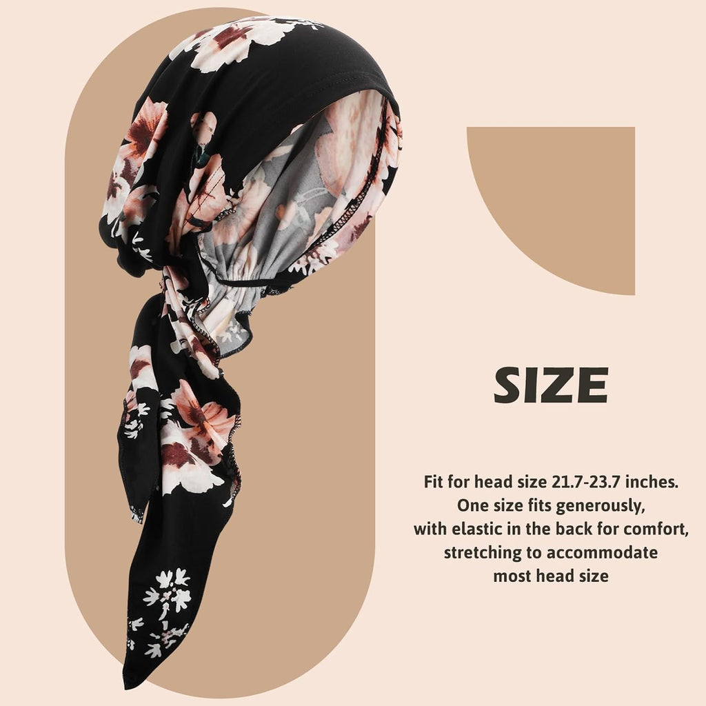 Halfchet 8 Pcs Chemo Headwear for Women Pre Tied Cancer Scarf Caps Soft Elastic Head Scarf Turbans for Patients Hair Loss Cover Hat