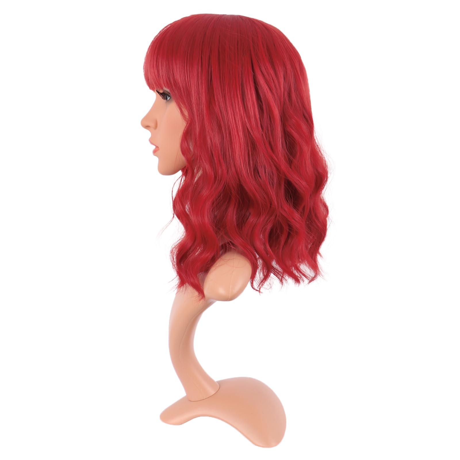 MapofBeauty 14 Inch Short Curly Women Flat Bangs Bob Wig, Black