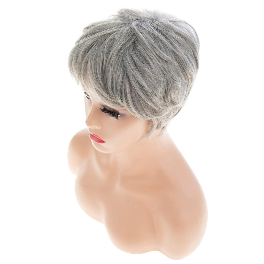 Women Short Pixie Cut Wig Synthetic Layered Cosplay Hair,Brown