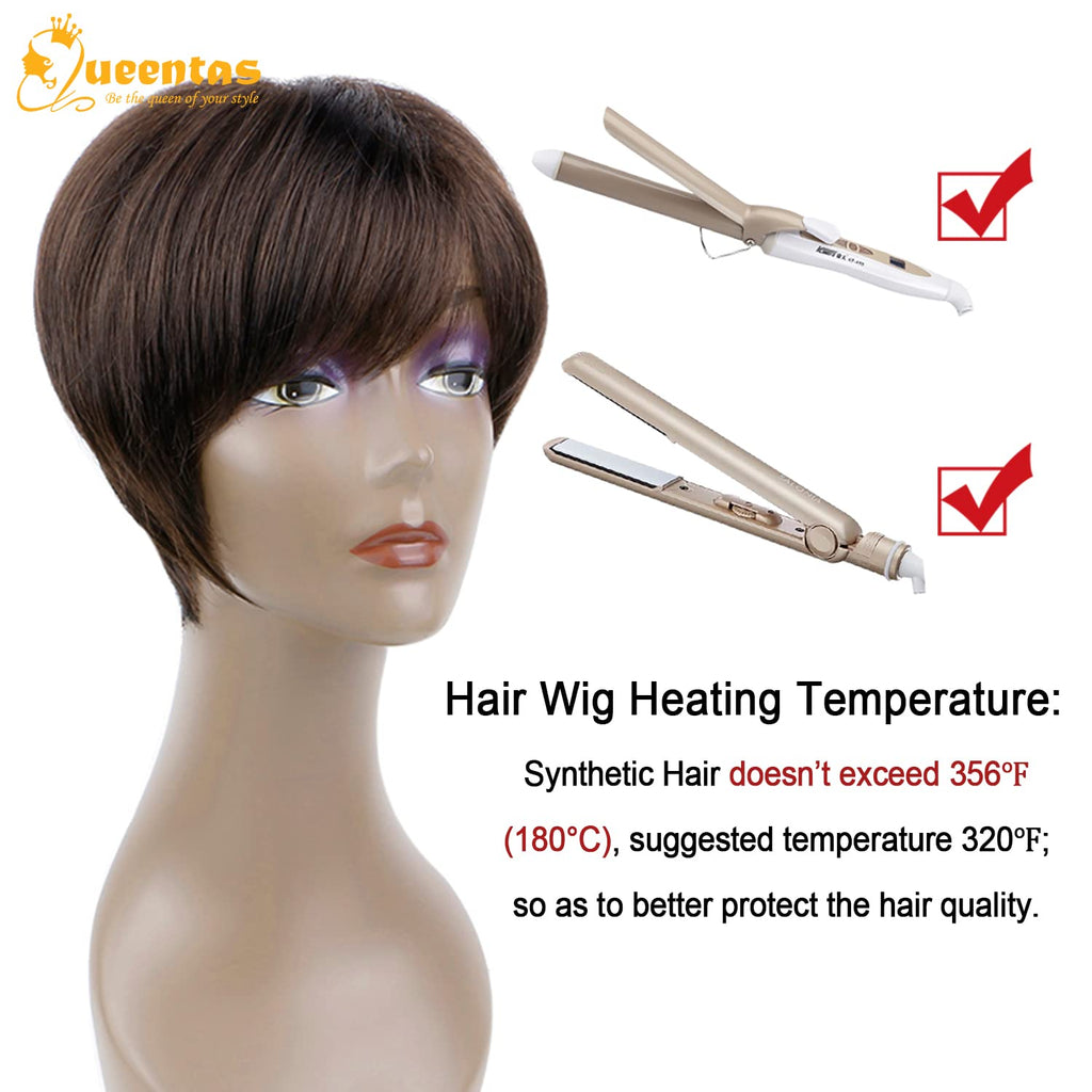 8" Layered Pixie Cut Synthetic Wig for Women Blonde Mixed Brown with Roots