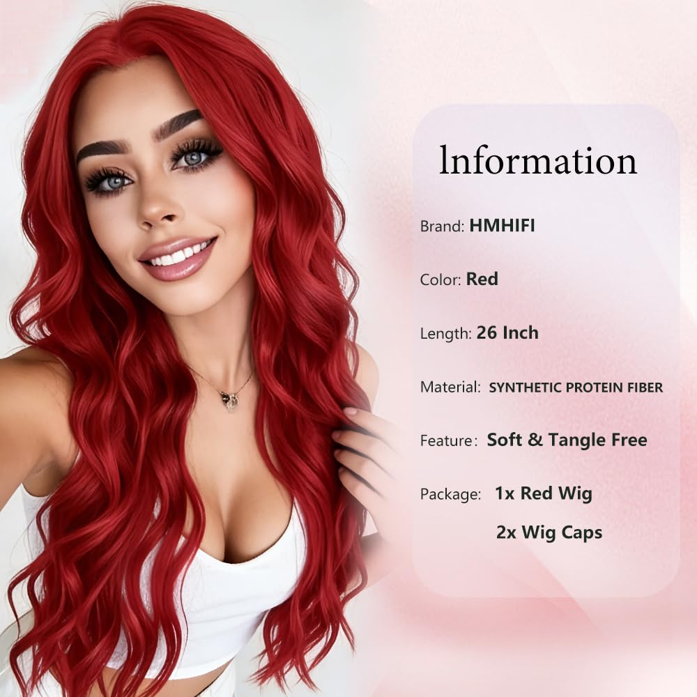 HMHIFI Blonde Wig for Women,26 Inch Long Wavy Curly Middle Part Hair