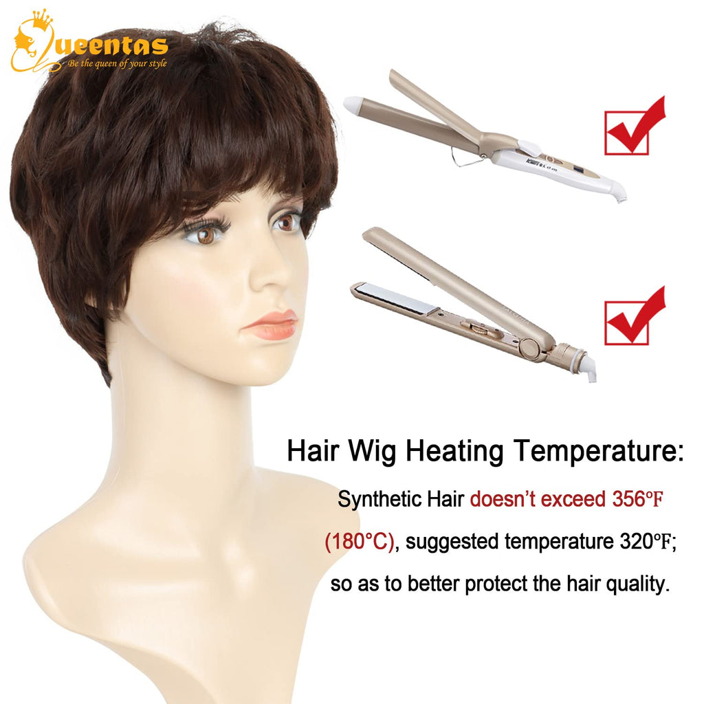 8" Layered Pixie Cut Synthetic Wig for Women Blonde Mixed Brown with Roots