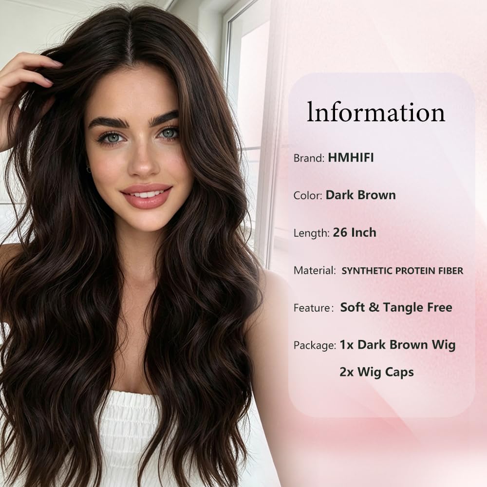 HMHIFI Blonde Wig for Women,26 Inch Long Wavy Curly Middle Part Hair
