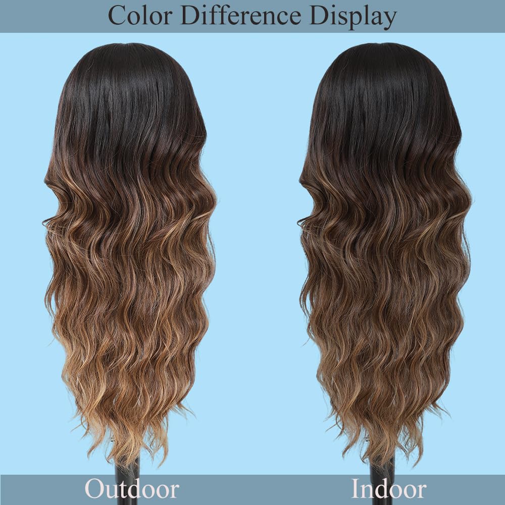HMHIFI Blonde Wig for Women,26 Inch Long Wavy Curly Middle Part Hair