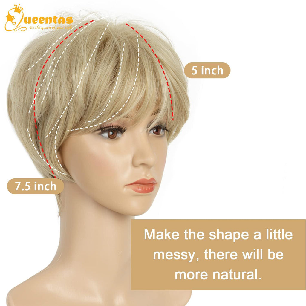 8" Layered Pixie Cut Synthetic Wig for Women Blonde Mixed Brown with Roots