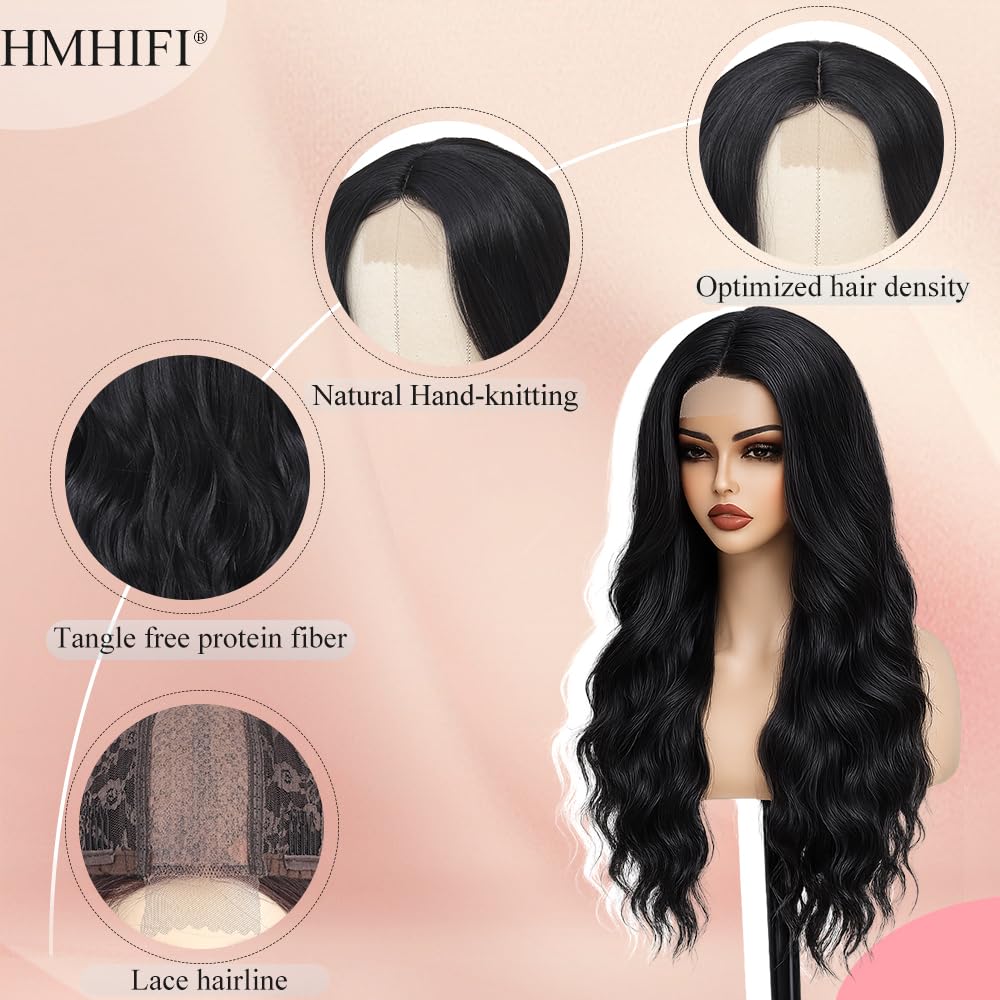 HMHIFI Blonde Wig for Women,26 Inch Long Wavy Curly Middle Part Hair