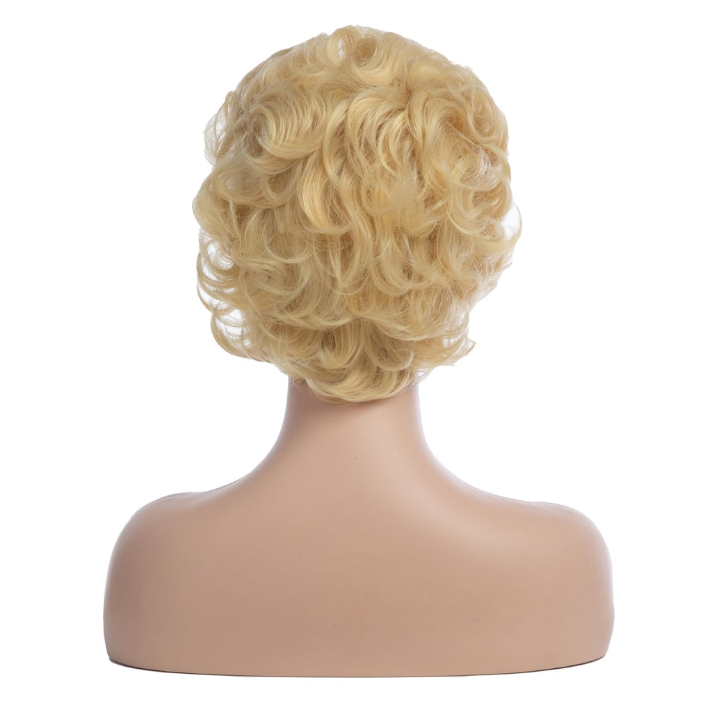 Short Wavy Brown Wigs for Women Fluffy Wavy Layered Wigs Synthetic Heat Resistant Halloween Cosplay Hair Wig with Wig Cap,Auburn Brown