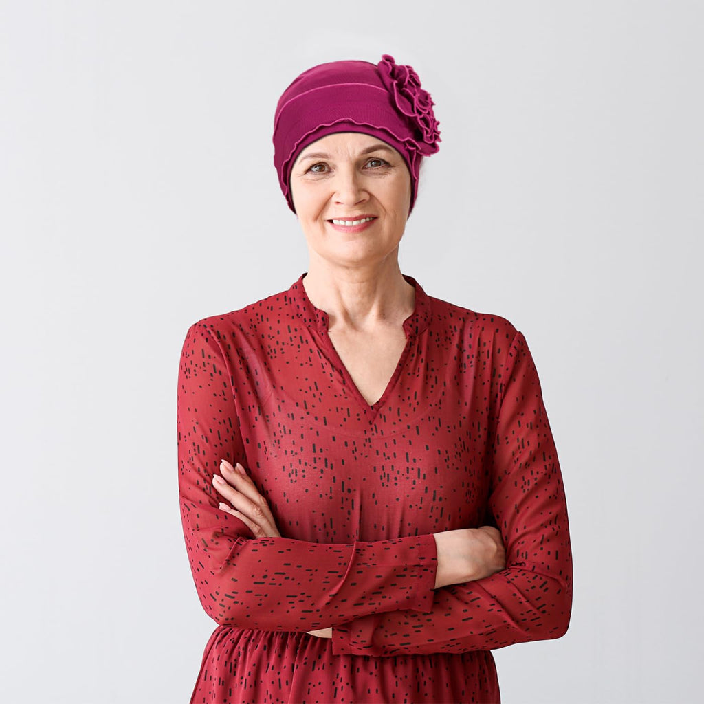 AIPESL 4 Pieces Cotton Chemo Turban Headwear, Soft Cancer Headwear Elastic Cancer Cap for Women with Hair Loss