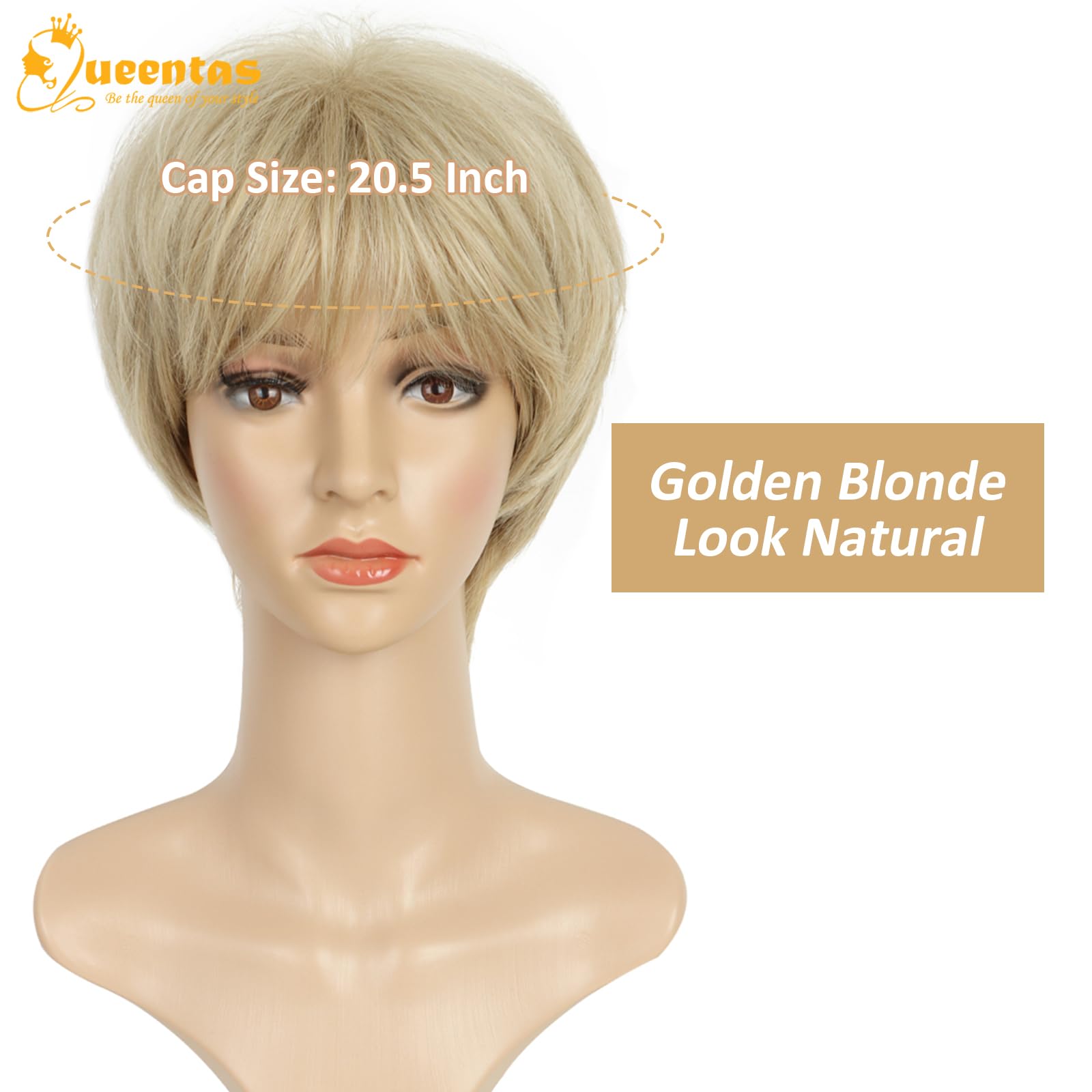 8" Layered Pixie Cut Synthetic Wig for Women Blonde Mixed Brown with Roots