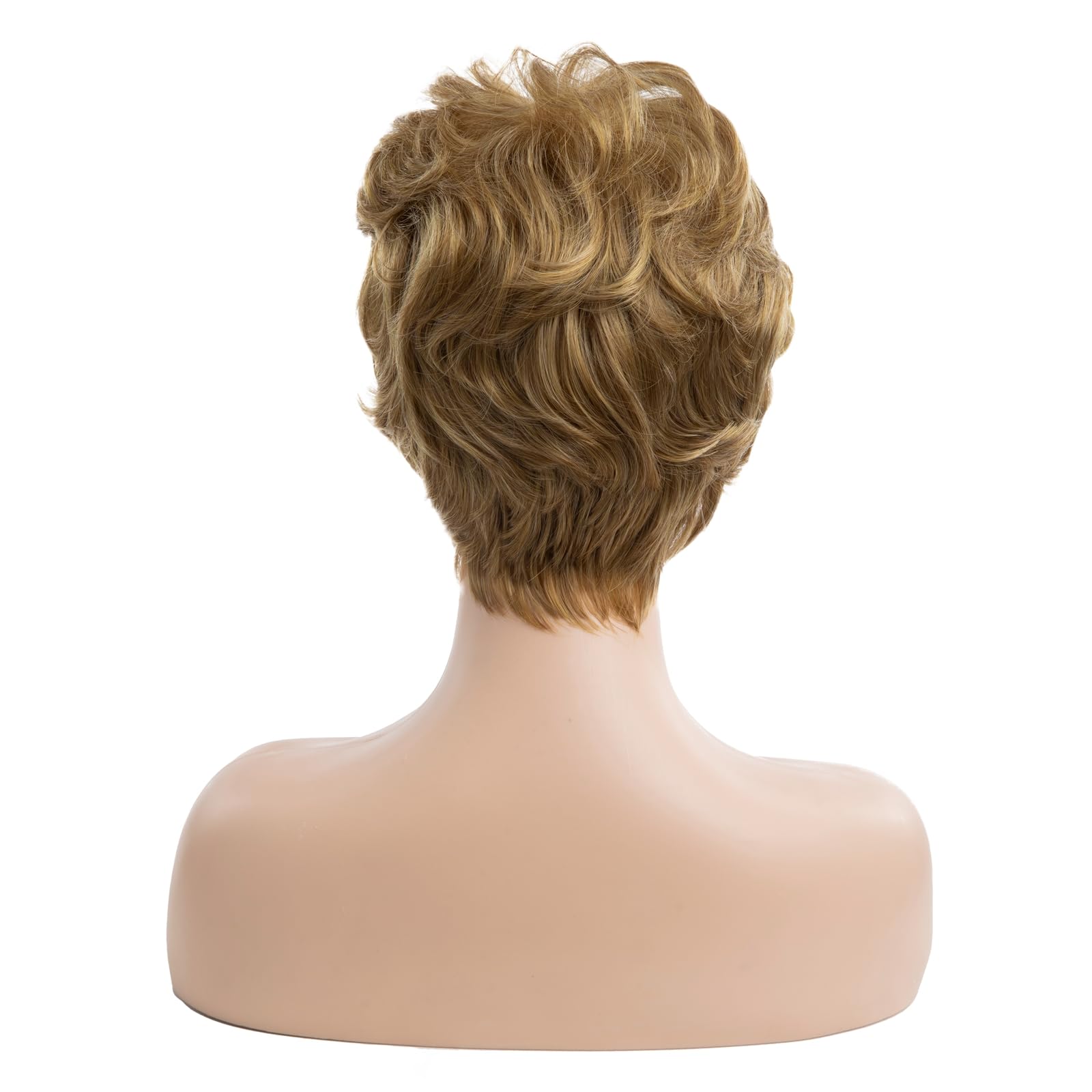 Women Short Pixie Cut Wig Synthetic Layered Cosplay Hair,Brown
