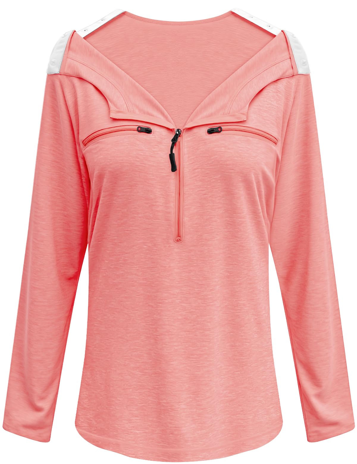 Chemo Port Shirts for Women Long Sleeve Post-Surgery Recovery with 2 Side Snaps Shoulder Surgery & Dialysis Recovery Shirts