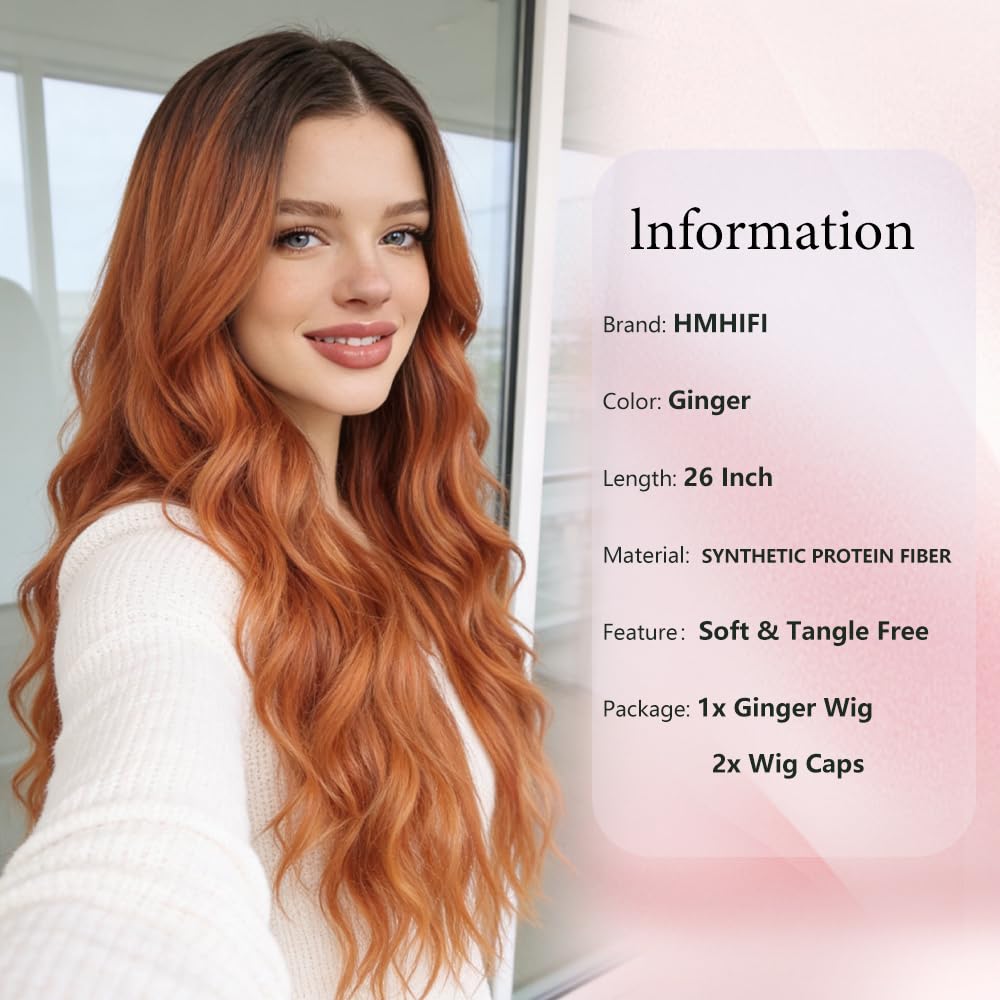 HMHIFI Blonde Wig for Women,26 Inch Long Wavy Curly Middle Part Hair